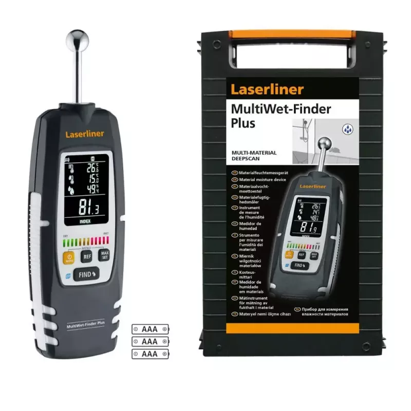 Laserliner MultiWet-Finder Plus Elektronisches Hygrometer Schwarz Weiß Digitalanzeige