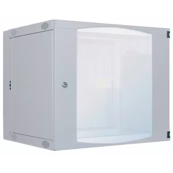 Intellinet 19 Zoll Netzwerk-Wandgehäuse (Zweiteilige Schwenkvorrichtung), 6U, 450 mm tief, grau, Flatpack, max. 30 kg, schwenkbar für Zugang zur Rückseite bei Wandmontage, Rack, Nutzbare Tiefe 235 mm, Teile für Wandmontage nicht im Lieferumfang