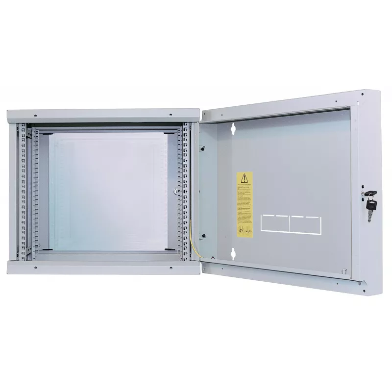 Intellinet 19 Zoll Netzwerk-Wandgehäuse (Zweiteilige Schwenkvorrichtung), 6U, 450 mm tief, grau, Flatpack, max. 30 kg, schwenkbar für Zugang zur Rückseite bei Wandmontage, Rack, Nutzbare Tiefe 235 mm, Teile für Wandmontage nicht im Lieferumfang