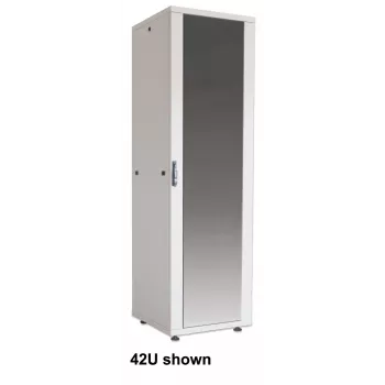 Intellinet 19 Zoll Netzwerkschrank – Freistehend (Basic), 42HE, 600x800mm (Breite x Tiefe), Grau, Flatpack, Max. 600kg, Ein-Punkt-Türschloss, Ein Schloss pro Seitenwand, Nutzbare Tiefe 123 bis 573mm, Rack, IP20, Stahl