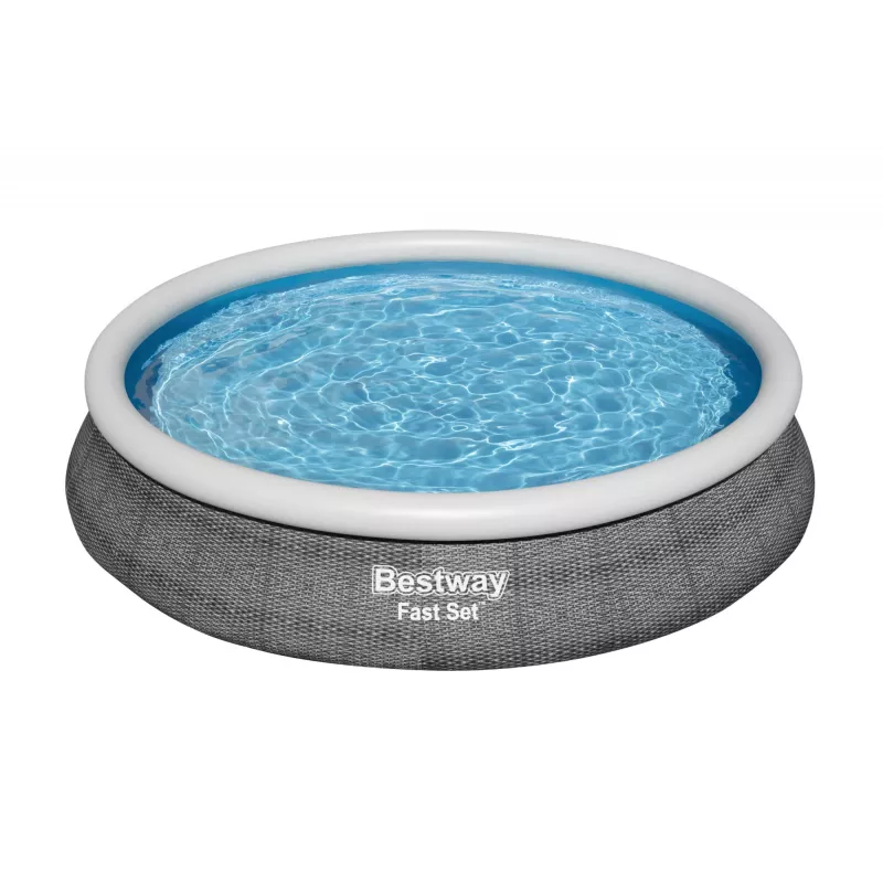 Stahlwandpool Bestway Fast Set Rund Aufblasbarer Pool-Set 4,57 m x 84 cm Fassungsvermögen 9677 L