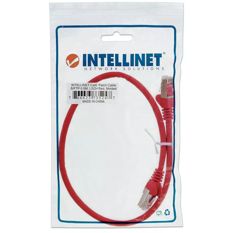 Intellinet Netzwerk-Patchkabel, Cat5e, 15 m, Rot, CCA, SF/UTP, PVC, RJ45, vergoldete Kontakte, rastnasenfrei, Knickschutztülle, lebenslange Garantie