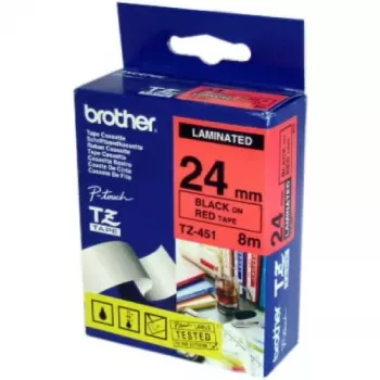 Labelband Brother TZ-451, TZ Thermotransfer, 24 mm x 8 m, schwarz auf rot