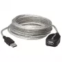 Manhattan USB-A auf USB-A Verlängerungskabel, 5 m, Stecker auf Buchse, Aktiv, Transparent Silber, 480 Mbit/s (USB 2.0), kaskadierbar, integrierter Repeater, Hi-Speed USB, drei Jahre Garantie
