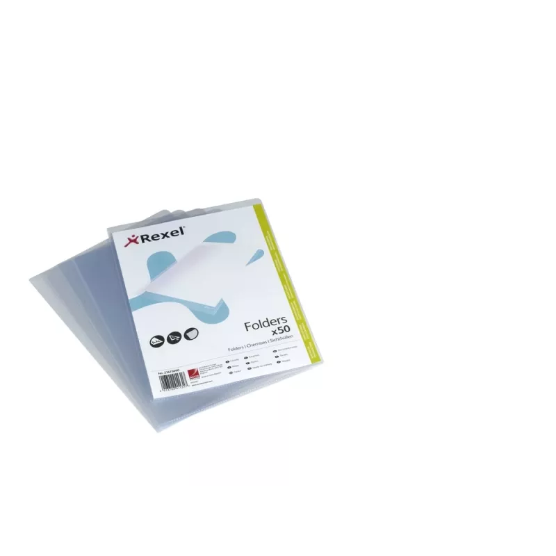 Rexel Crystal Clear A4 L Folder (50), 210 x 297 mm (A4), Transparent, Polypropylen (PP), 221 mm, 310 mm, 13 mm