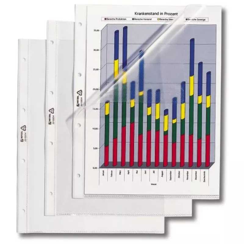 Hetzel Standard Dokumentenhülle, A4, PVC 0,095 mm, seitlich und oben offen (220204)