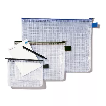 Rexel Mesh Bag mit schwarzem Reißverschluss A4, PVC, 52 g, Schwarz, Transparent