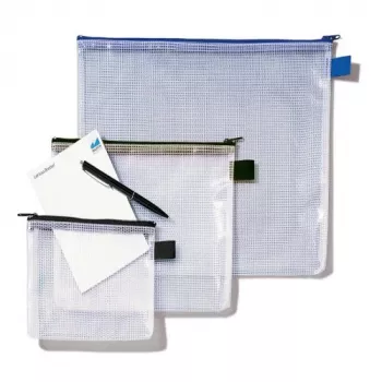 Rexel Mesh Bag mit schwarzem Reißverschluss A4, PVC, 52 g, Schwarz, Transparent