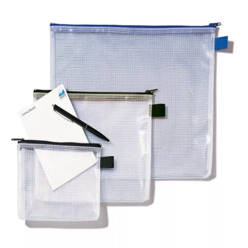 Rexel Mesh Bag mit schwarzem Reißverschluss A4, PVC, 52 g, Schwarz, Transparent