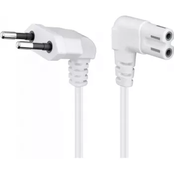 Netzkabel GOOBAY mit gewinkeltem Eurostecker (Typ C) auf C7-Kupplung, 2 m, weiß