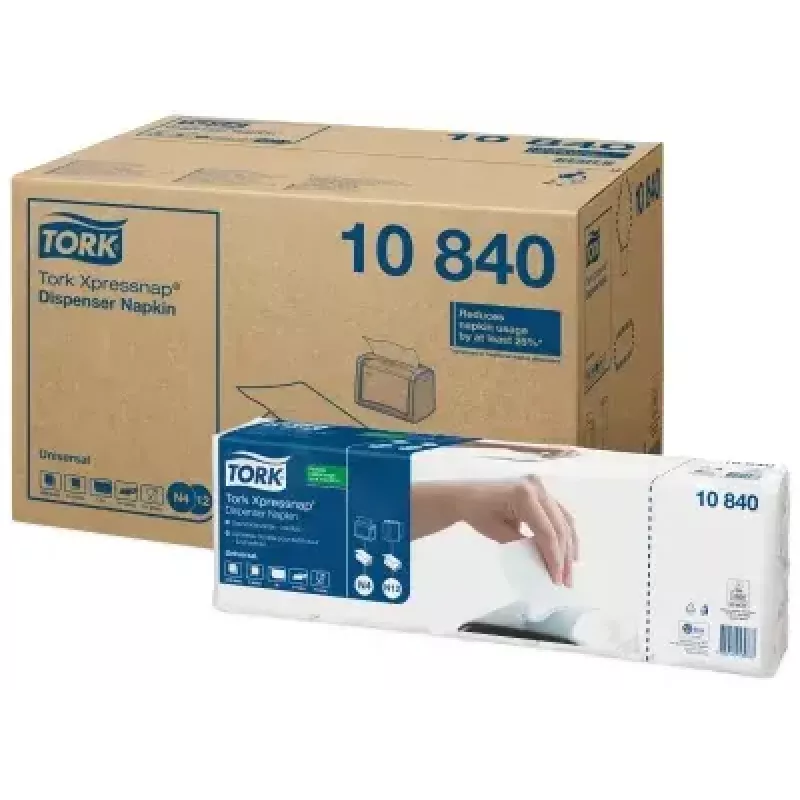 Serviette Tork 10840 weiß – Einweg-Papierservietten von Tork, einlagig, Standardfaltung