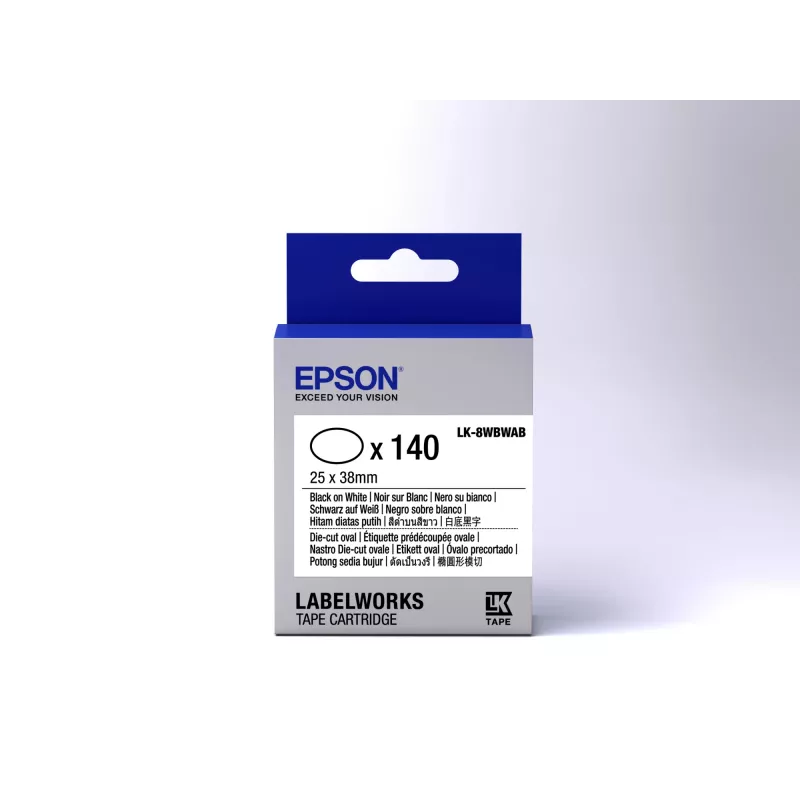 Epson Etikettenkassette gestanzt Oval LK-8WBWAB Schwarz/Weiß 25x38mm (140 Etiketten)