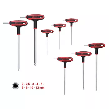 T-Griff-Innensechskantschlüsselsatz KS Tools 151.8150 — 9-tlg., T-Griff mit kurzem Schenkel
