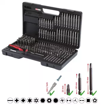 Schraubendreher-Bit-Satz KS Tools 911.2008 208 Stück Nickel DIN 3126 ISO 1173