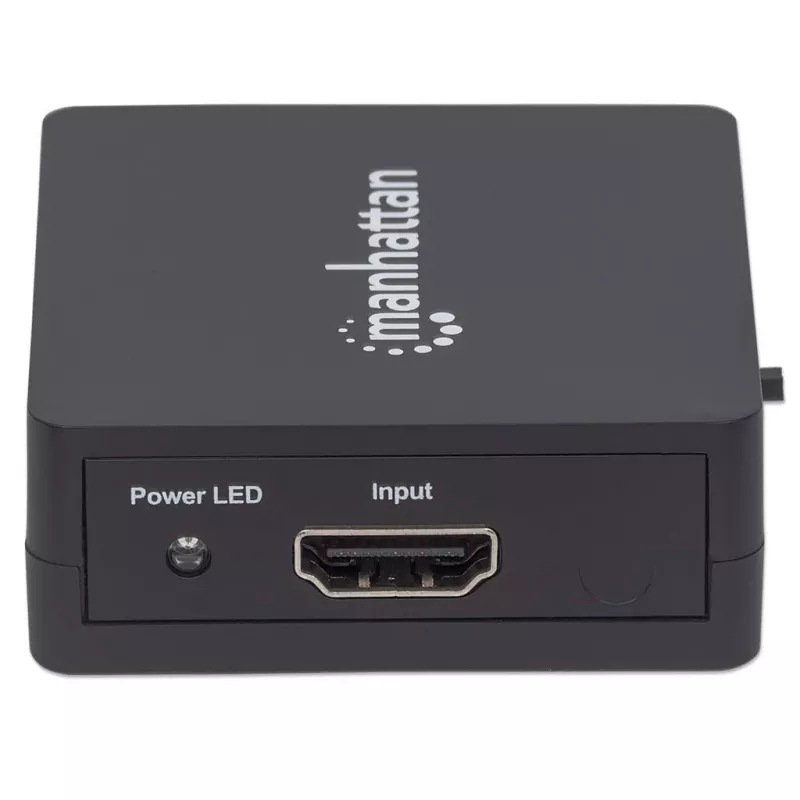 Manhattan HDMI-Splitter 2-fach, 1080p, schwarz, gibt das Signal einer HDMI-Quelle auf zwei HD-Displays aus (gleiches Signal auf beide Displays), USB-A-Stromversorgung (Kabel im Lieferumfang, 0,7 m), drei Jahre Garantie