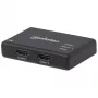 Manhattan HDMI-Splitter 2-Port, 4K@30Hz, gibt Ausgang von einer HDMI-Quelle auf zwei HD-Bildschirme (gleiches Bild auf beiden), Netzbetrieb (Kabel 0,9 m), Schwarz, drei Jahre Garantie