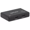 Manhattan HDMI-Splitter 2-Port, 4K@30Hz, gibt Ausgang von einer HDMI-Quelle auf zwei HD-Bildschirme (gleiches Bild auf beiden), Netzbetrieb (Kabel 0,9 m), Schwarz, drei Jahre Garantie