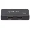 Manhattan HDMI-Splitter 2-Port, 4K@30Hz, gibt Ausgang von einer HDMI-Quelle auf zwei HD-Bildschirme (gleiches Bild auf beiden), Netzbetrieb (Kabel 0,9 m), Schwarz, drei Jahre Garantie