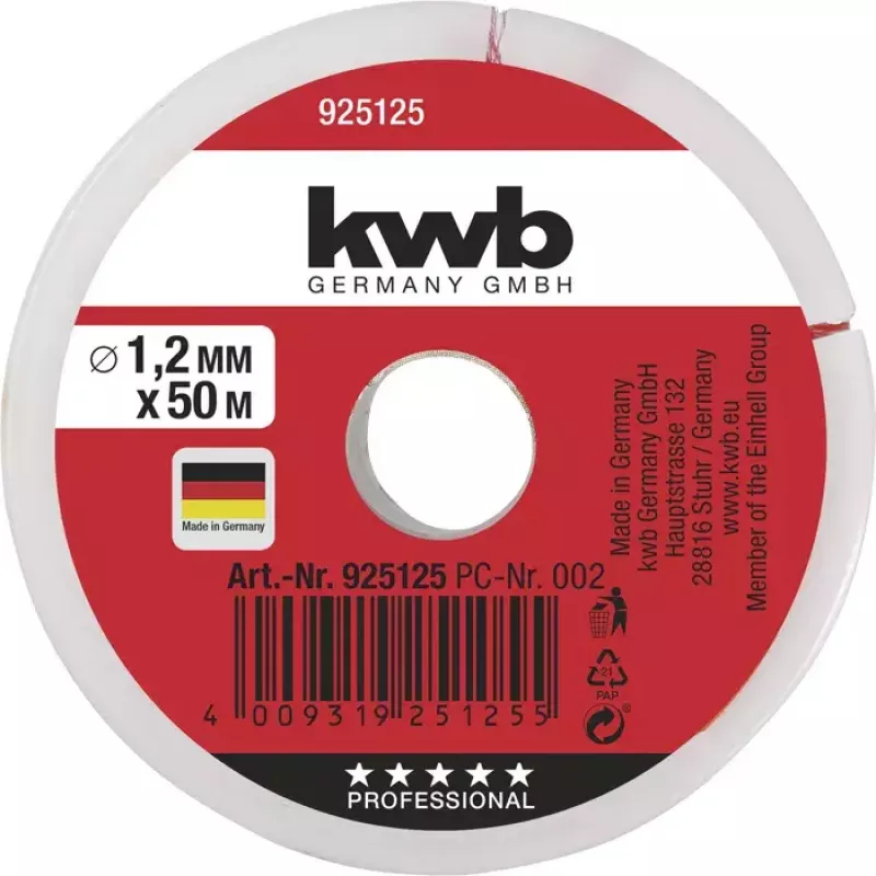 Seil KWB 925125 50 m Nylon Rot 1,2 mm