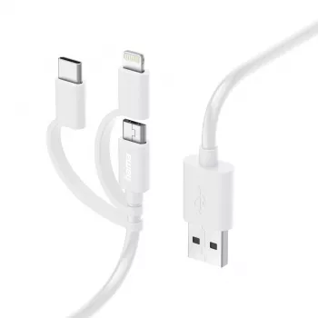 Hama 3-in-1 Multi-Ladekabel, USB-A – Micro-USB, USB-C und Lightning, 1,0 m, Weiß