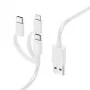 Hama 3-in-1 Multi-Ladekabel, USB-A – Micro-USB, USB-C und Lightning, 1,0 m, Weiß