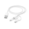 Hama 3-in-1 Multi-Ladekabel, USB-A – Micro-USB, USB-C und Lightning, 1,0 m, Weiß