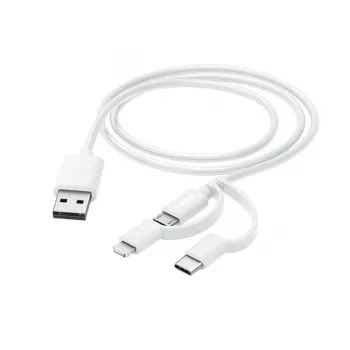 Hama 3-in-1 Multi-Ladekabel, USB-A – Micro-USB, USB-C und Lightning, 1,0 m, Weiß