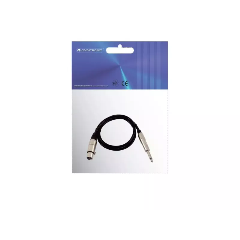 Audio Kabel XLR 3-Pol Buchse auf 6,35 mm Klinke Stecker 0,9 m Omnitronic 3022516L
