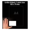 Selbstklebendes Druckeretikett Avery LR3427-10 Weiß A4 80 Etiketten