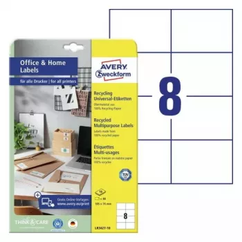 Selbstklebendes Druckeretikett Avery LR3427-10 Weiß A4 80 Etiketten