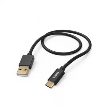Hama Stoff-USB-Kabel USB 2.0 1,5 m USB A USB C Schwarz