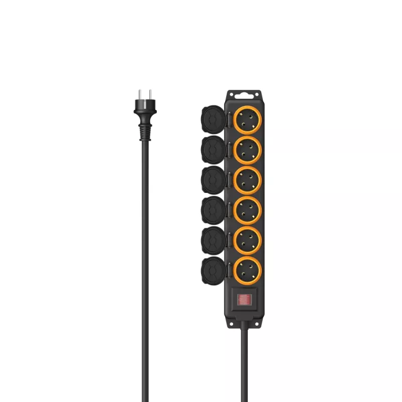 Hama 00223065 Verlängerungskabel 2 m 6 AC-Steckdose(n) Outdoor Schwarz