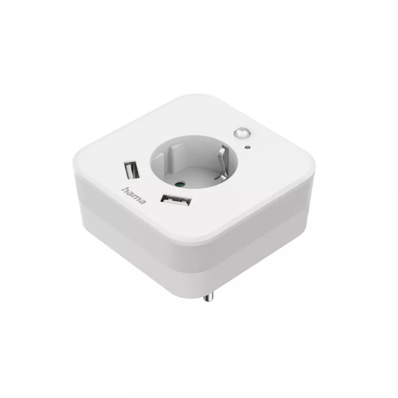 Hama 00223498 LED-Nachtlicht mit Steckdose, 2 USB-Ausgängen, Bewegungs- und Lichtsensor