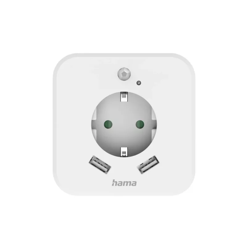 Hama 00223498 LED-Nachtlicht mit Steckdose, 2 USB-Ausgängen, Bewegungs- und Lichtsensor