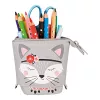 Weiche Federmappe Herlitz Kitty Polyester Grau Pink Weiß