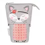 Weiche Federmappe Herlitz Kitty Polyester Grau Pink Weiß