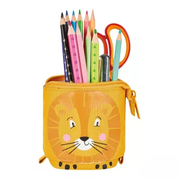 Weiches Federmäppchen Herlitz Lion 140 mm x 75 mm x 185 mm Polyester Orange Gelb