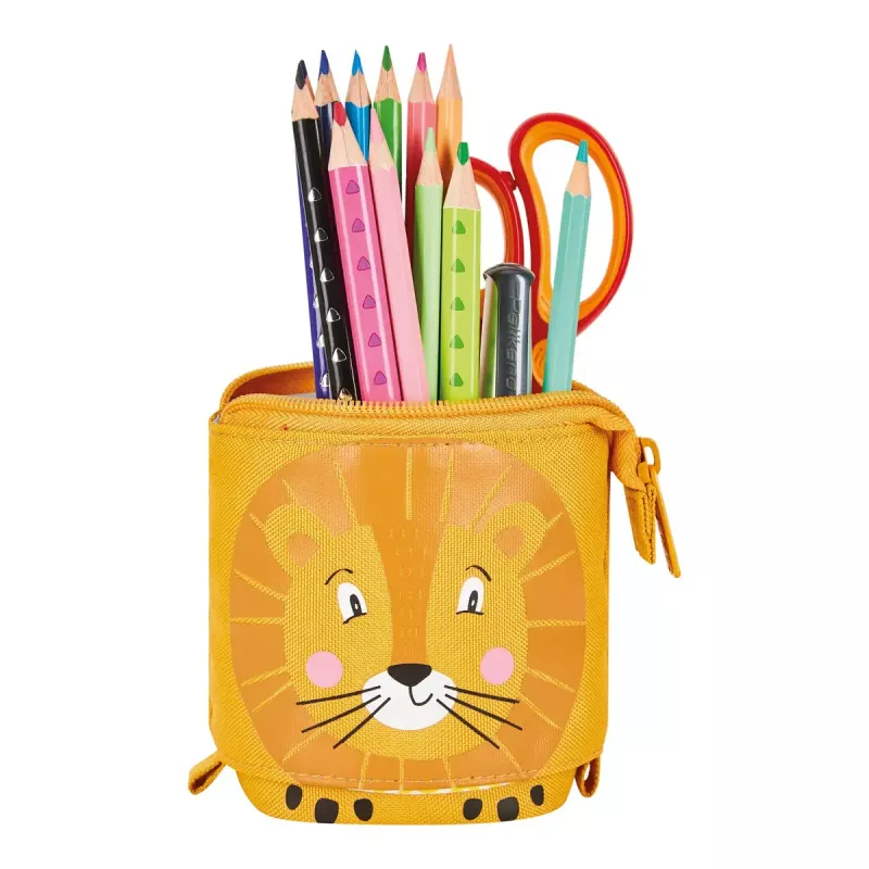Weiches Federmäppchen Herlitz Lion 140 mm x 75 mm x 185 mm Polyester Orange Gelb