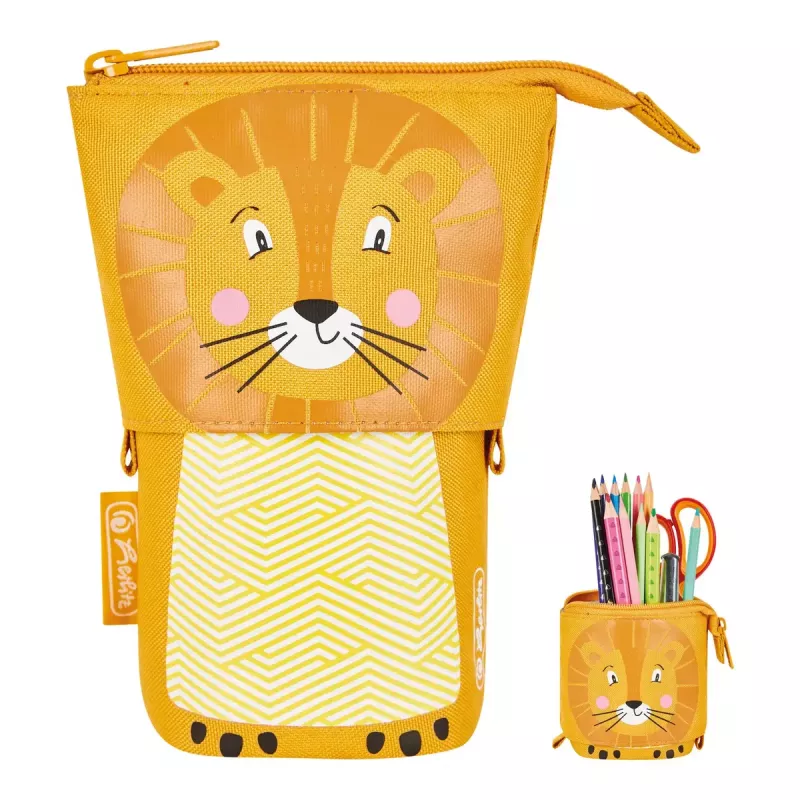 Weiches Federmäppchen Herlitz Lion 140 mm x 75 mm x 185 mm Polyester Orange Gelb