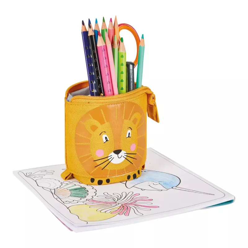 Weiches Federmäppchen Herlitz Lion 140 mm x 75 mm x 185 mm Polyester Orange Gelb