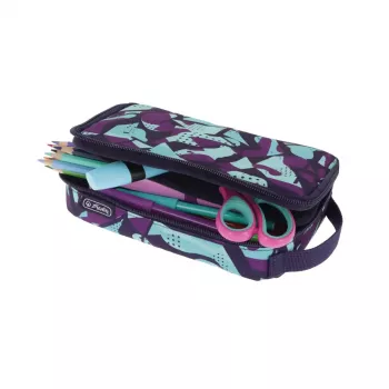 Federmäppchen Herlitz 2 Go CamoPurple Polyester Blau Lila 210x130x60mm