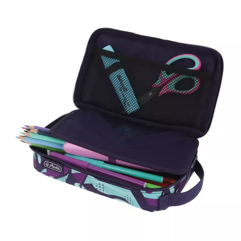 Federmäppchen Herlitz 2 Go CamoPurple Polyester Blau Lila 210x130x60mm