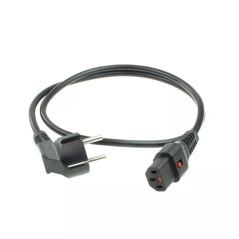 ACT Netzkabel CEE 7/7 Stecker (abgewinkelt) - C13 IEC Lock schwarz 2 m, EL182S, 5er-Pack