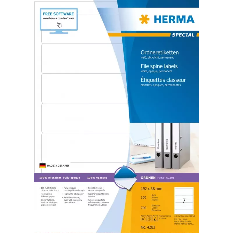 Selbstklebendes Druckeretikett HERMA A4 192x38 mm 700 Stück