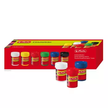 Wasserbasierte Farbe Herlitz 8643025 Schwarz Blau Grün Rot Weiß Gelb 25 ml Glas 6 Stk.