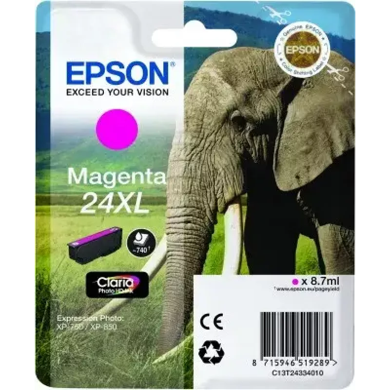 Cartridge EPSON Tinte Nr. 24XL Magenta C13T24334011 C13T24334010