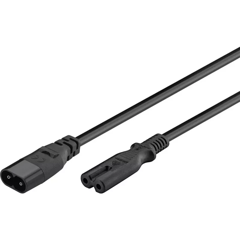 Wentronic IEC-60320-C8 auf IEC-60320-C7 2m C8 Kupplung auf C7 Kupplung Schwarz (97201)