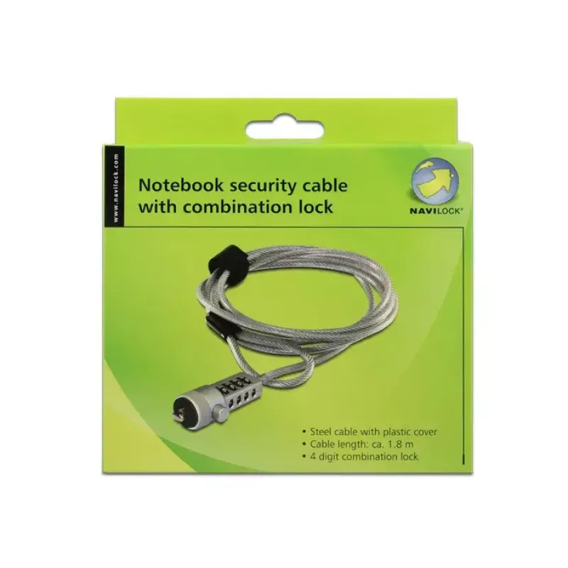 Kabelschloss Navilock 20643 Silber 1,8 m