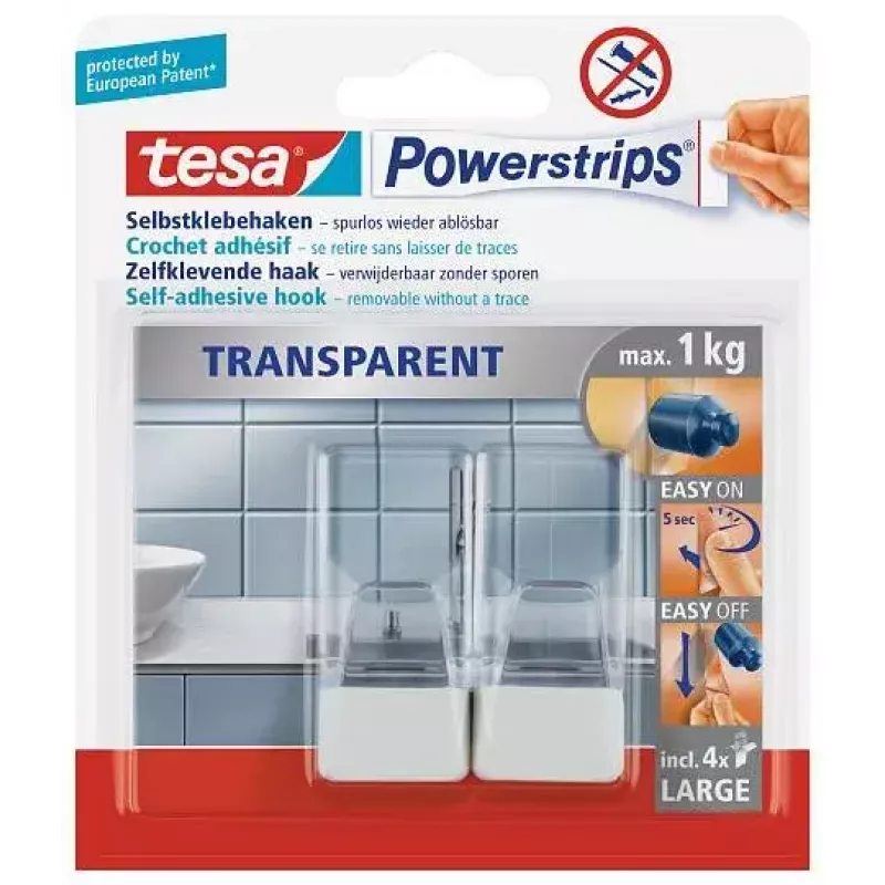 Küchenhaken TESA 58811-00000 Transparent Weiß 2 Stück