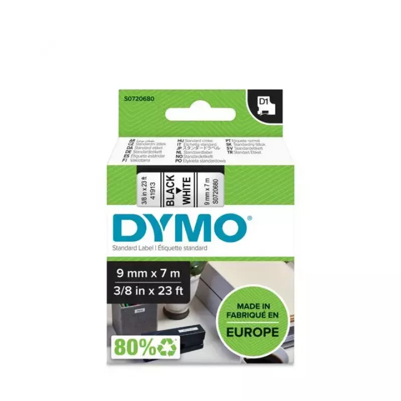 Etikettenband DYMO D1 Standard Schwarz auf Weiß 9 mm